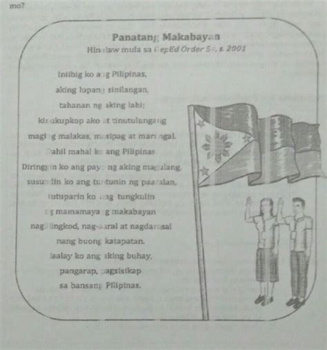 ano ano ang mga pangakong inilahad sa panata|Panatang Makabayan .